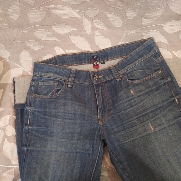 ANGEL Premium Denim Cropped Rolled Cuff Low Rise Quality Denim - Picture 5 of 13